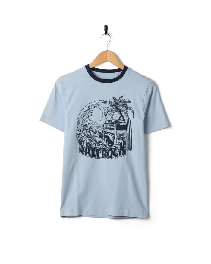 Beach Van Womens Short Sleeve T-Shirt in Light Blue