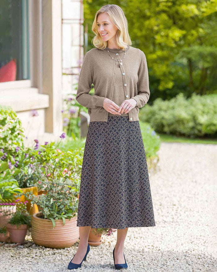 Brianna Patterned Viscose A Line Lined Skirt - Image 3 - Country Collection