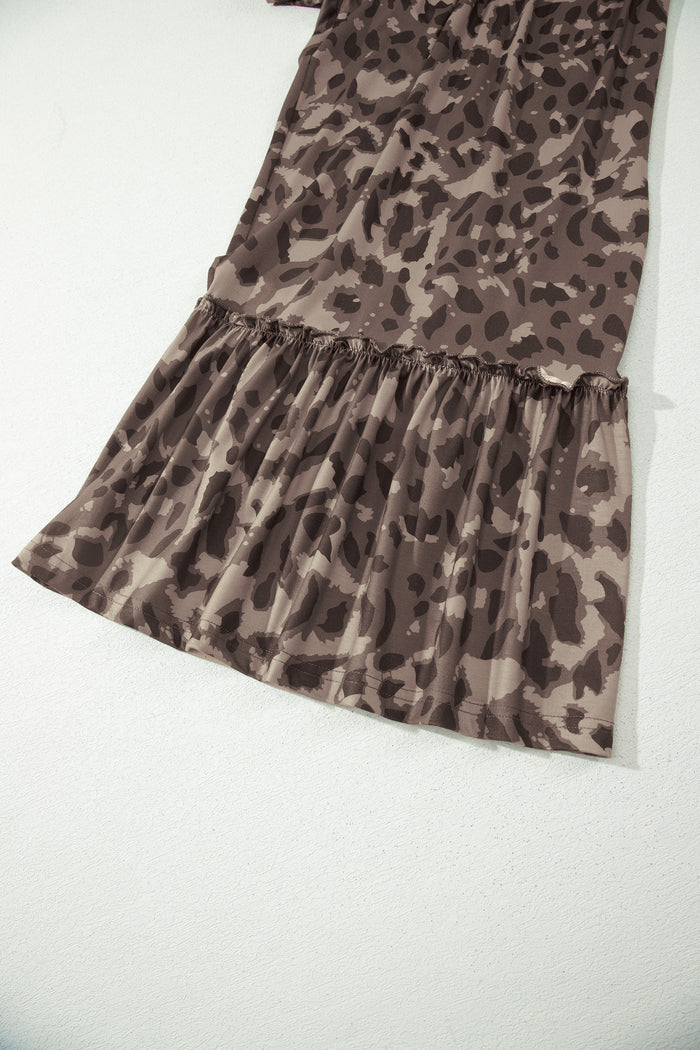 Brown Camo Print Wide Leg Casual Pants ๐บ๐ธ