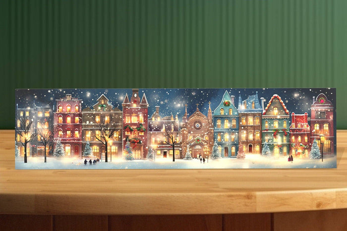 Christmas City Row Houses and Church Original Art