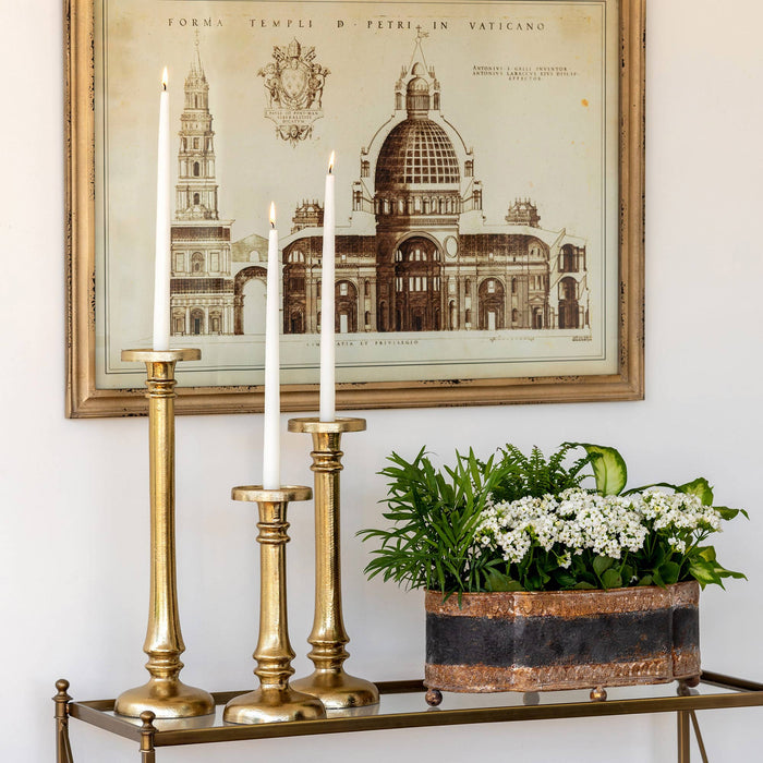 Classic Gold Cast Aluminum Candleholder, Medium