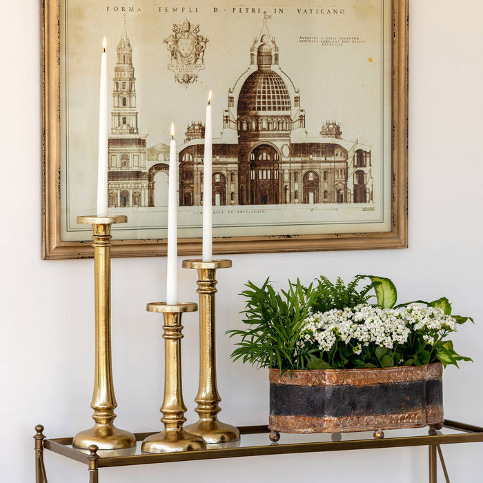 Classic Gold Cast Aluminum Candleholder, Small