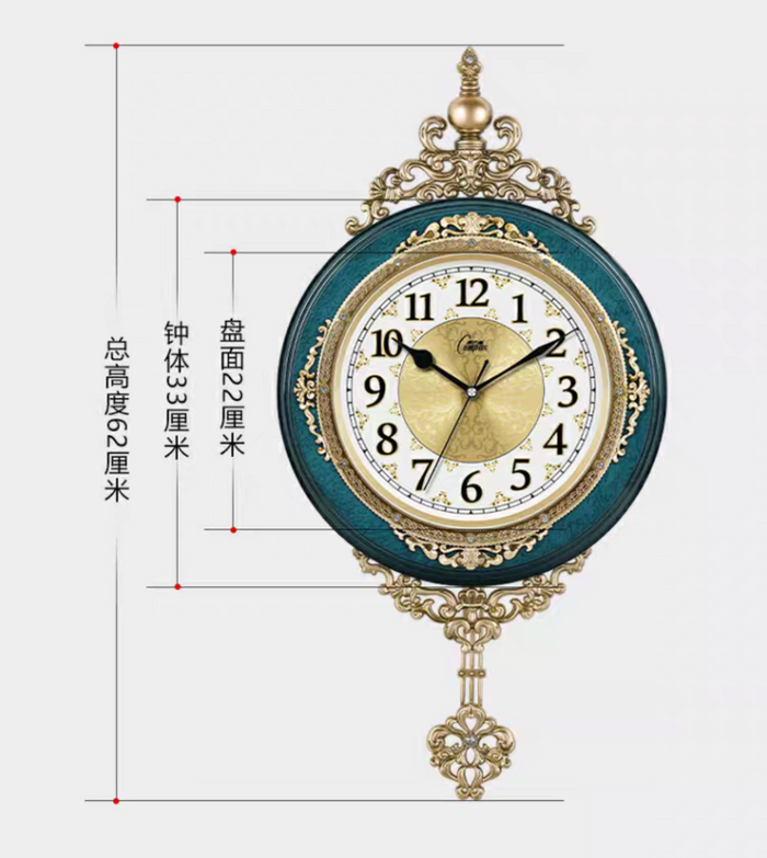 European Style Wall Clock Watch Living Room Mute Pendulum Clock