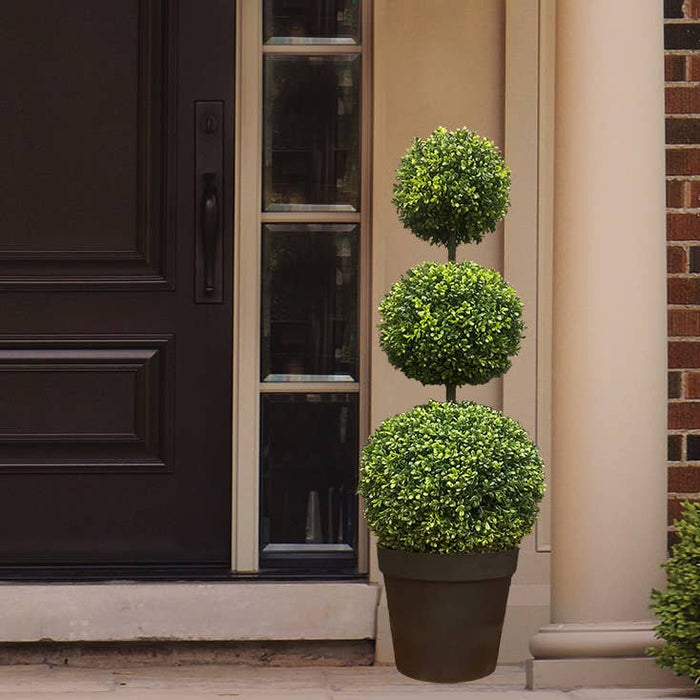 Faux Triple Boxwood Topiary
