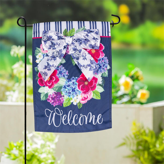 Floral Wreath Welcome House Flag