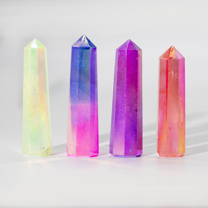 Gemstone Obelisk Point approx 9cm - Aurura Crystal Quartz - Pink & Blue 🇬🇧