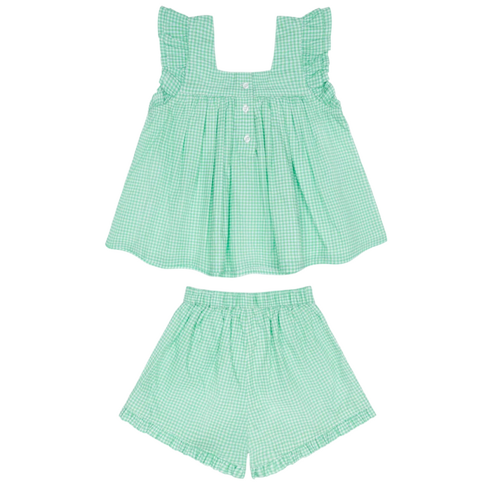 girls gustavia gingham ruffle top and short set