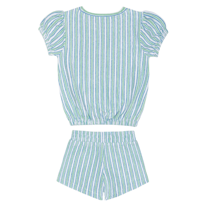 girls tamarin stripe french terry top and short set