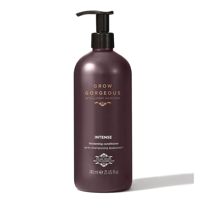 Grow Gorgeous Intense Thickening Conditioner bottle, 740ml, for volumizing and strengthening hair.