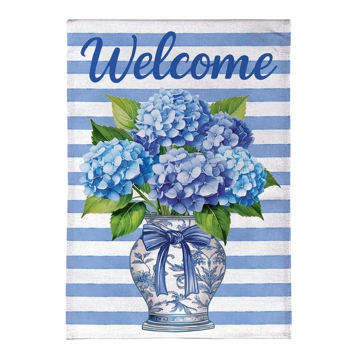 Hydrangea Welcome Garden Flag