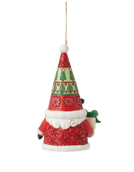 JS HWC Santa Gnome with Gift Ornament