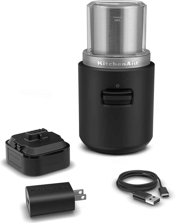 KitchenAid - Black Matte Cordless Blade Coffee Grinder - Battery Included - KBGR111BM - DISCONTINUED