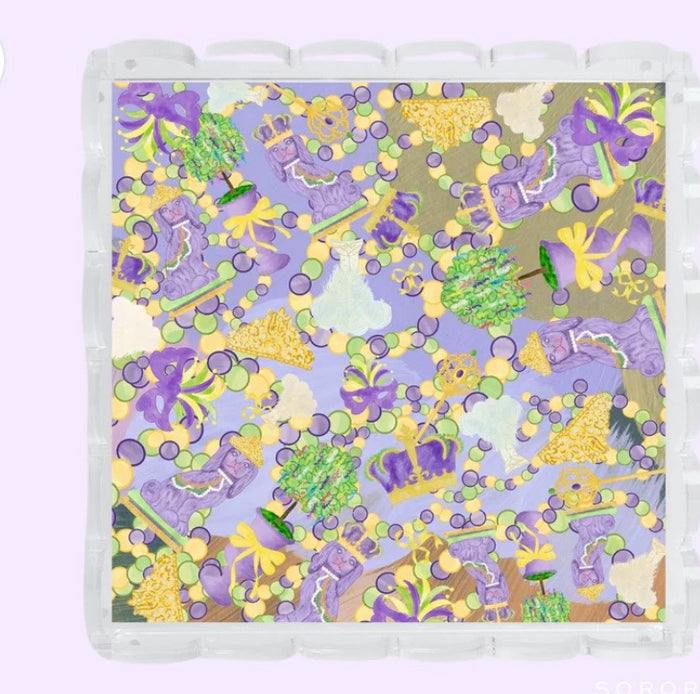 Mardi Party Scalloped Acrylic Tray