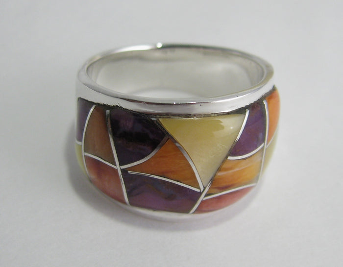 Multi Stone Ring Sterling Silver size 6.5 TSC036
