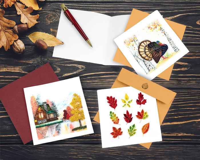 Quilling Card - Quilled Fall Foliage Leaves Greeting Card