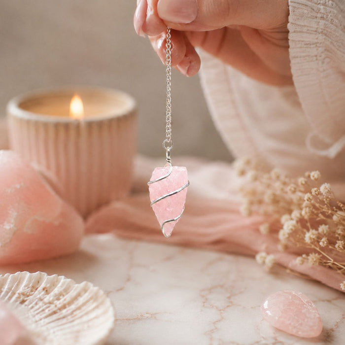 Raw Gemstone Pendulum - Rose Quartz ๐ฌ๐ง