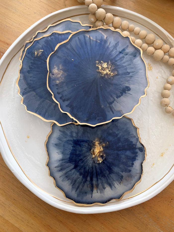 Round Geode Lavender Coaster Set