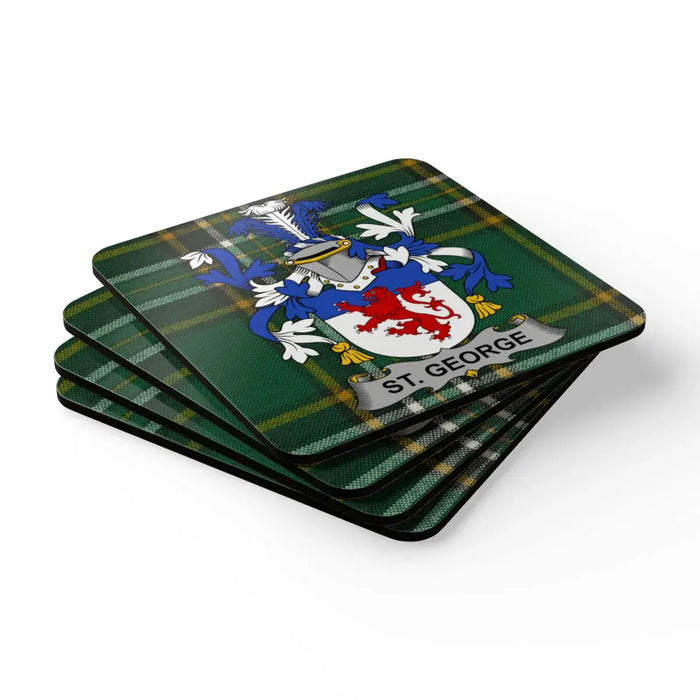 St. George Family Crest Tartan Coaster Set