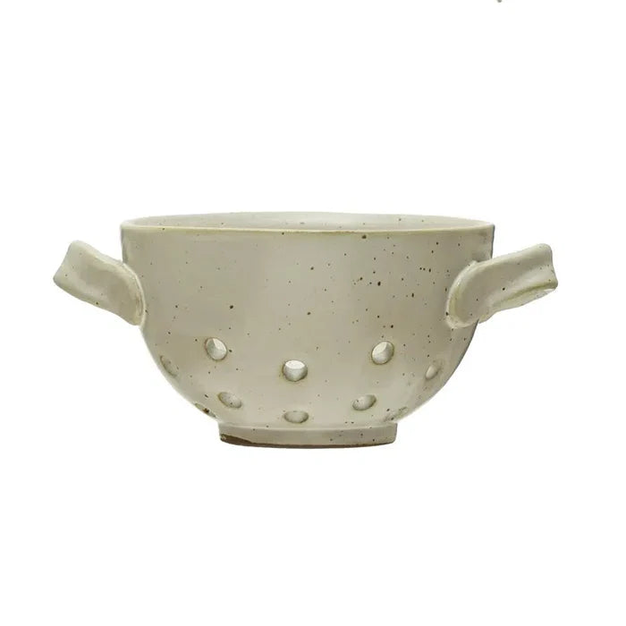 Stoneware Berry Bowl with Handles | White