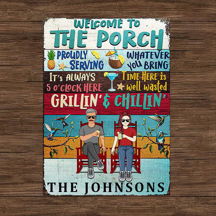 Time Here Is Well Wasted Porch Decoration - Couple Gift - Personalized Custom Classic Metal Signs