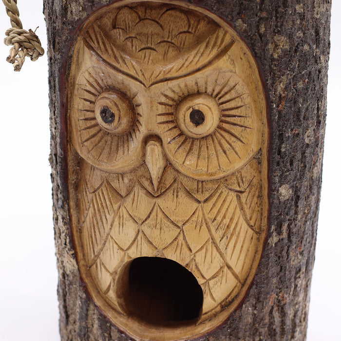 Tree Trunk Face - Bird House - Wise Owl ๐ฌ๐ง