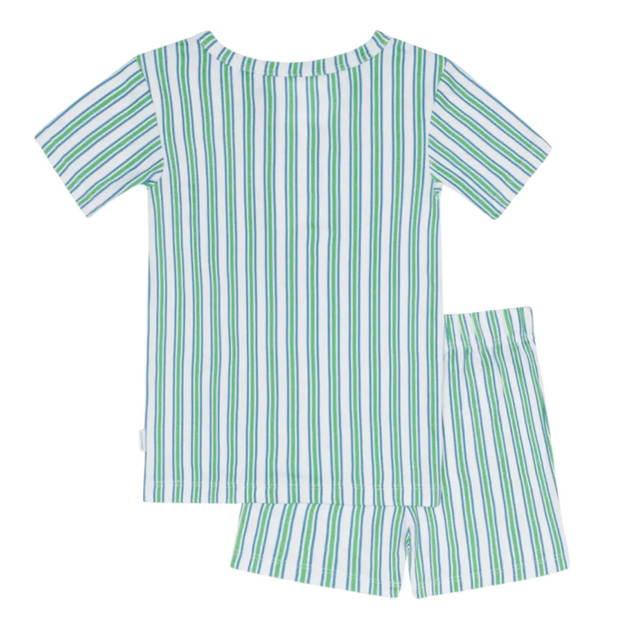 unisex tamarin stripe shirt and short pima pajamas set