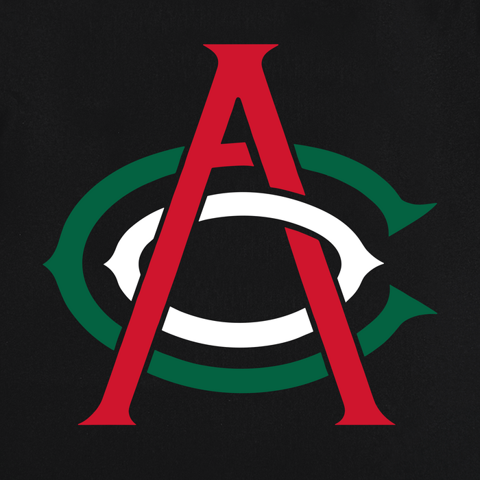 Introducing the Viva OAC Tee from OACโa bold, geometric design featuring a large red letter โAโ layered over a stylized green โCโ with a crisp white center, set against a black background. Inspired by the Oakland Athletic Club, this unified logo is perfect for printing on our heavy-weight cotton, classic fit t-shirt.