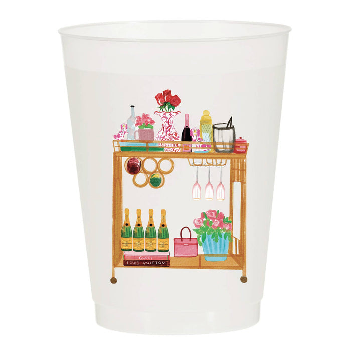 Watercolor Bar Cart Champagne - Set of 10 Reusable Cups