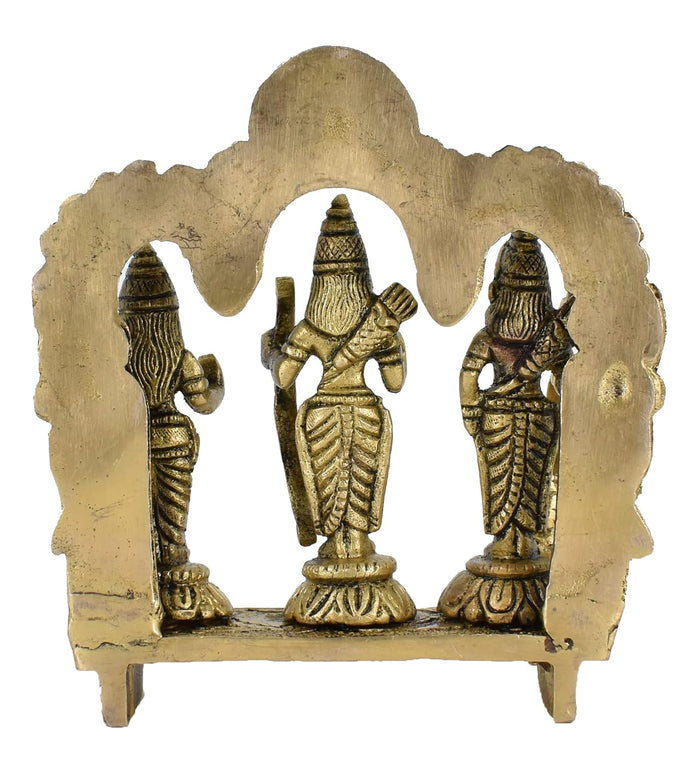 White Whale Ram Darbar - Lord Rama Laxman and Sita Hanuman Brass Statue Religious Sculpture Idol - Large