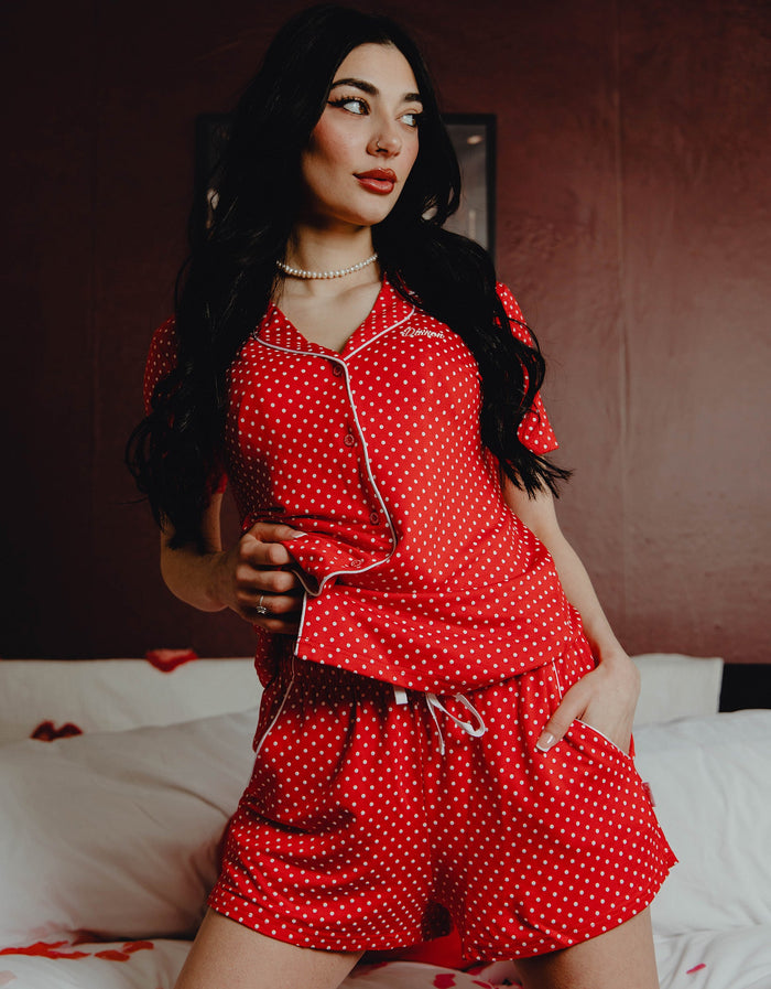 Women's Milton Pyjama Shorts - Red & White - Dixxon Flannel Co.