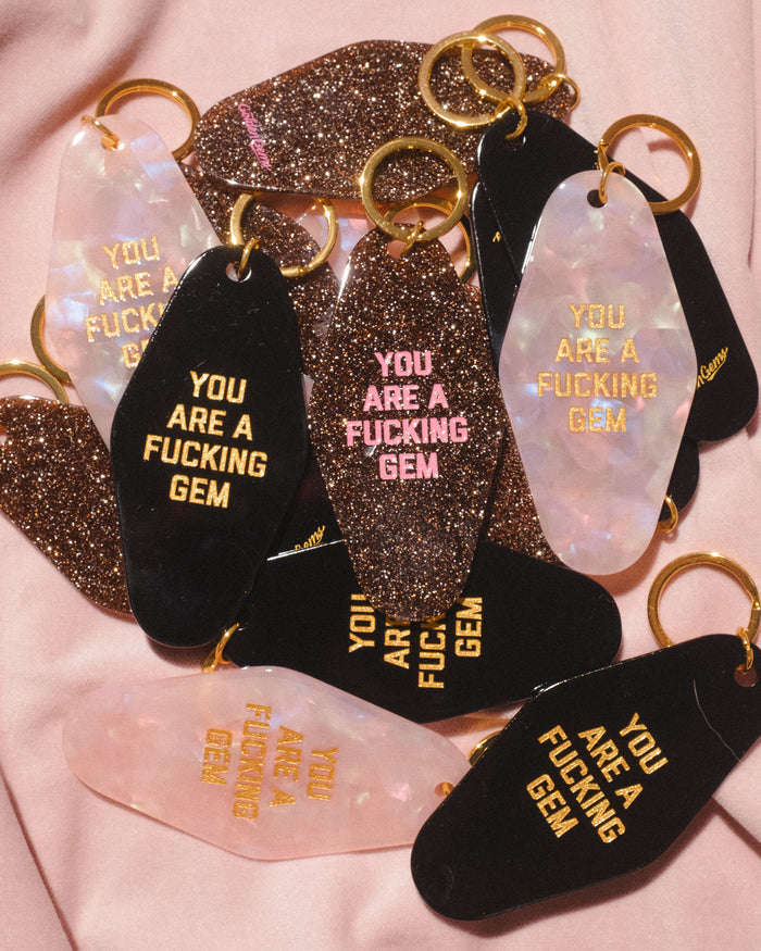 You Are a Fucking Gem Motel Keytag - Black