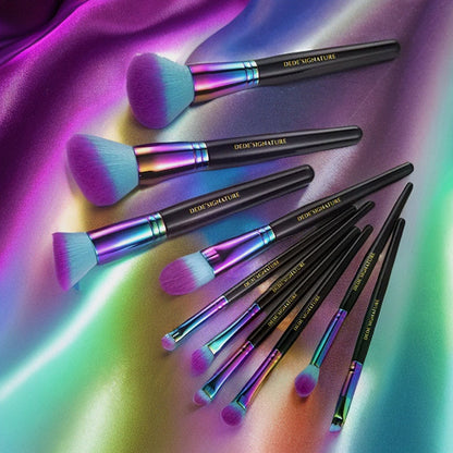 10 Piece Holographic Brush Set