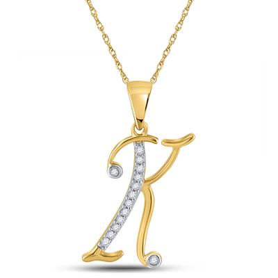 10K Gold Diamond Initial K Pendant 1/12 Cttw Yellow