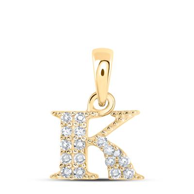 10K Yellow Gold Diamond K Initial Pendant 1/12 Cttw