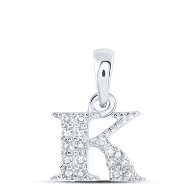 10K Yellow Gold Diamond K Initial Pendant 1/12 Cttw