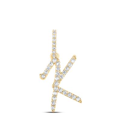 10K Gold Diamond K Initial Pendant 1/8 Cttw