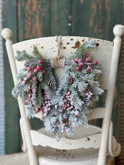 12" Snowspell Fir Hanging Mini Wreath