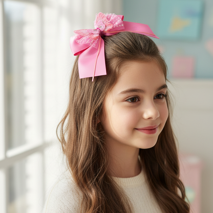 12pc Butterfly Hair Bow Clips Bulk Pack – 15cm Large Grosgrain Sequin Ribbon Bows with Alligator Clips for Girls, Toddlers & Kids Hair Accessories (HC-29633BN)