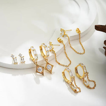 18K Gold Plated 4-Piece Chain & Stud Earring Set 🇬🇧