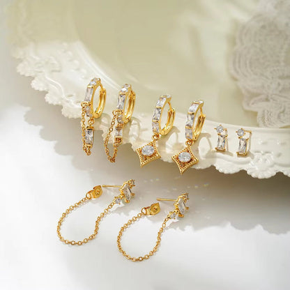18K Gold Plated 4-Piece Chain & Stud Earring Set 🇬🇧