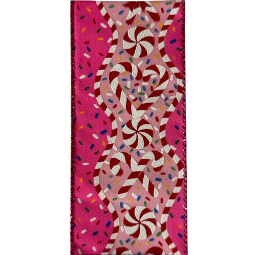 2.5" Pink Peppermint Ribbon Bolt