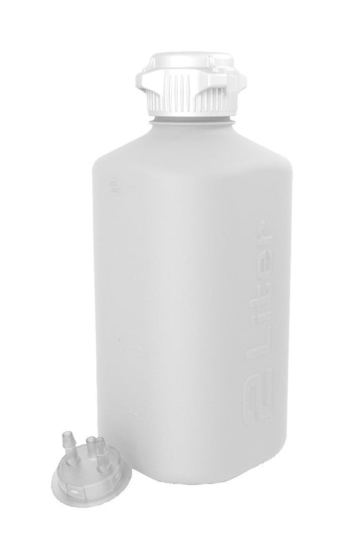 2L High Density Poly Ethylene (HDPE) Heavy Duty Vacuum Bottle - 1/4" Hose Barb Adapter and Vent Port | img_1 | Foxx Life Sciences Global | shopfls.com