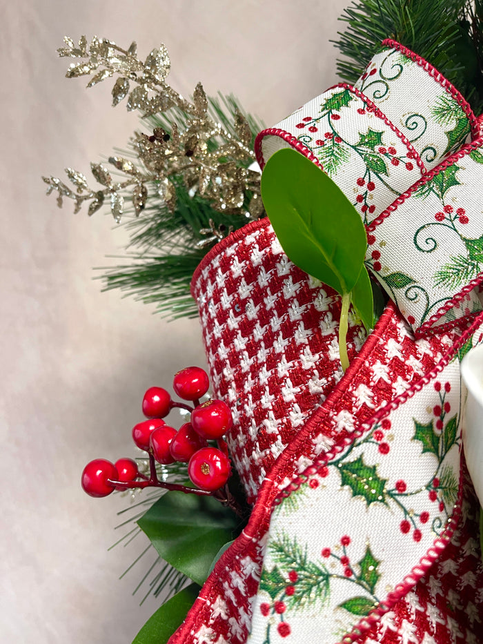 34" Magnolia Christmas Grace Teardrop Swag Design 1