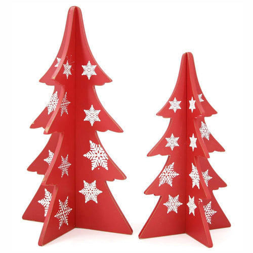 4-Sided Red Snowflake Tree - 2 Sizes