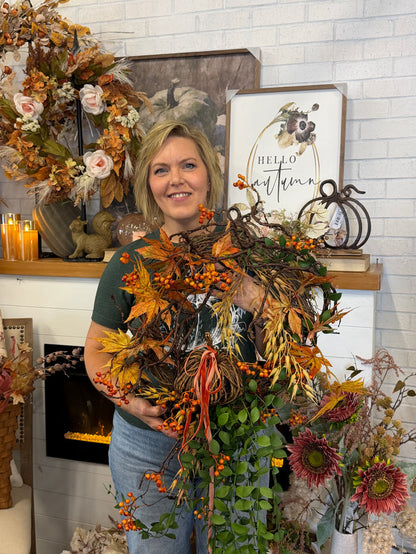 44" Hidden Vine Pumpkin Wreath