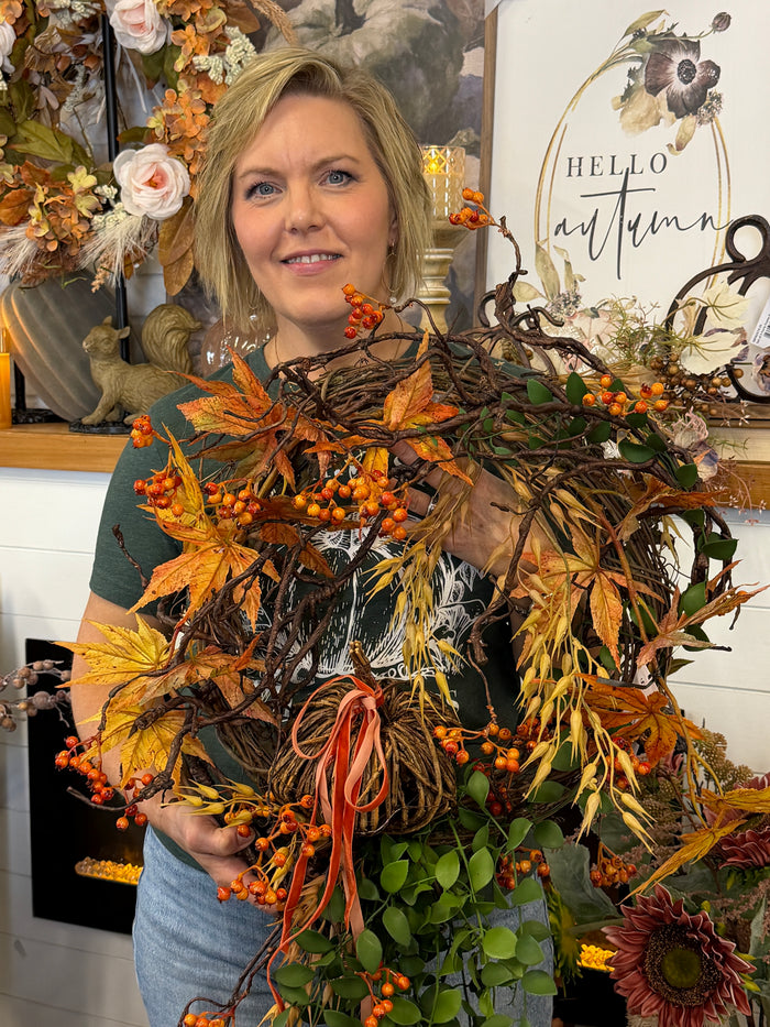 44" Hidden Vine Pumpkin Wreath