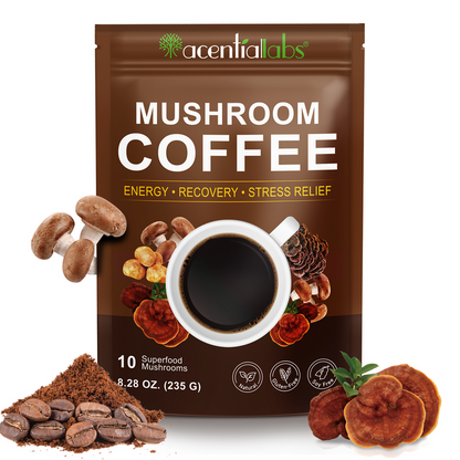 acentiallabs MUSHROOM COFFEE ，ENERGY·RECOVERY ·STRESS RELIEF，10 Superfood Mushrooms，Granules
