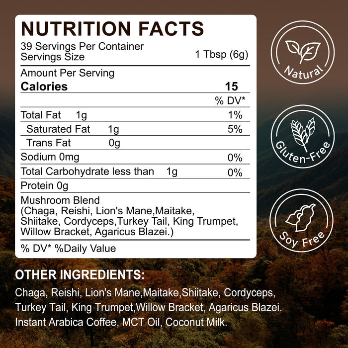 acentiallabs MUSHROOM COFFEE ，ENERGY·RECOVERY ·STRESS RELIEF，10 Superfood Mushrooms，Granules