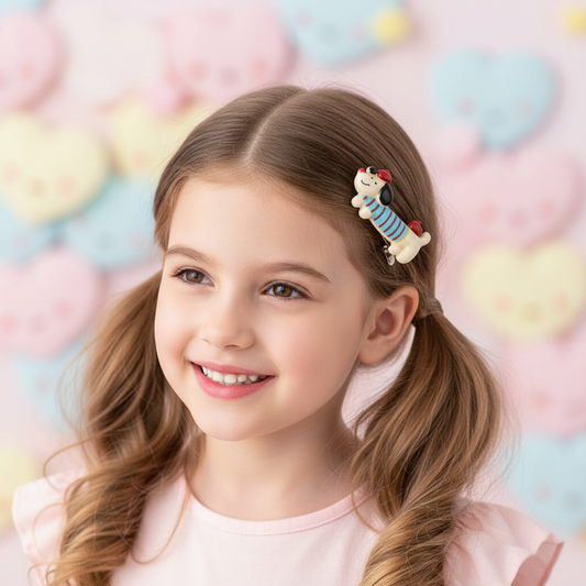 Adorable Dachshund & Polka Dot Hair Clip Set – 3-Piece Cute Dog Accessory Bundle (IKHP-029)