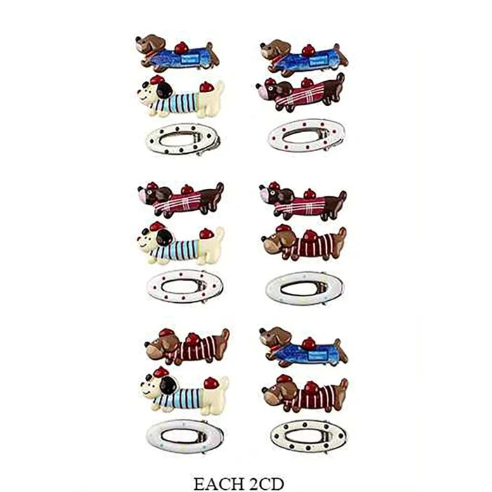 Adorable Dachshund & Polka Dot Hair Clip Set – 3-Piece Cute Dog Accessory Bundle (IKHP-029)
